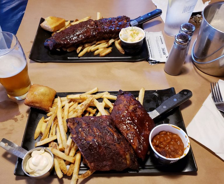 Hearty meal of BBQ ribs and fries