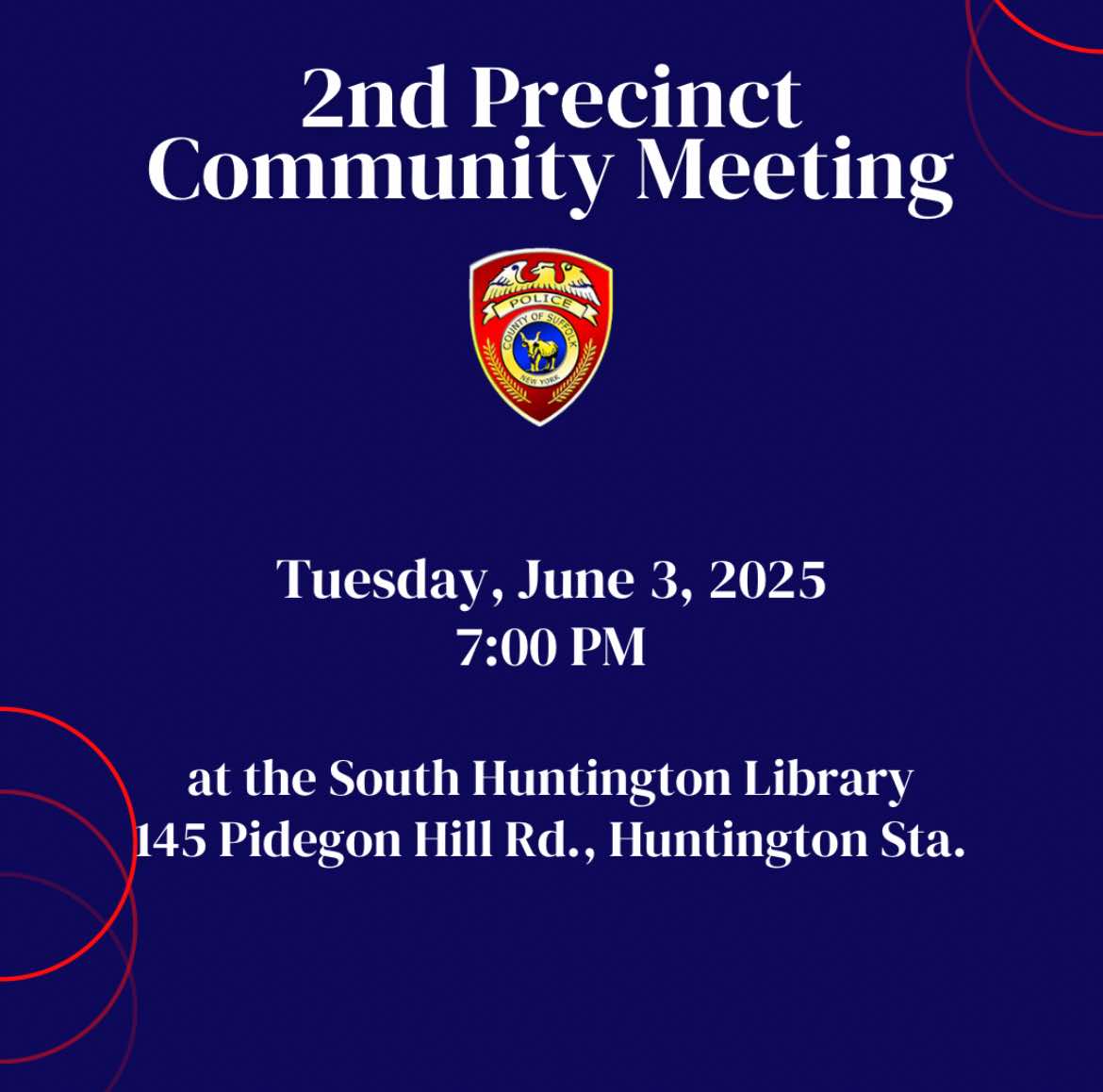 Suffolk County Police Department 2nd Precinct Monthly Community Meeting - June 2025