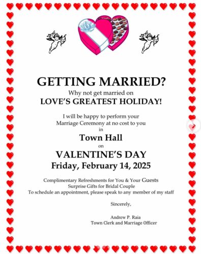 Get Married at Huntington Town Hall on Valentine's Day!