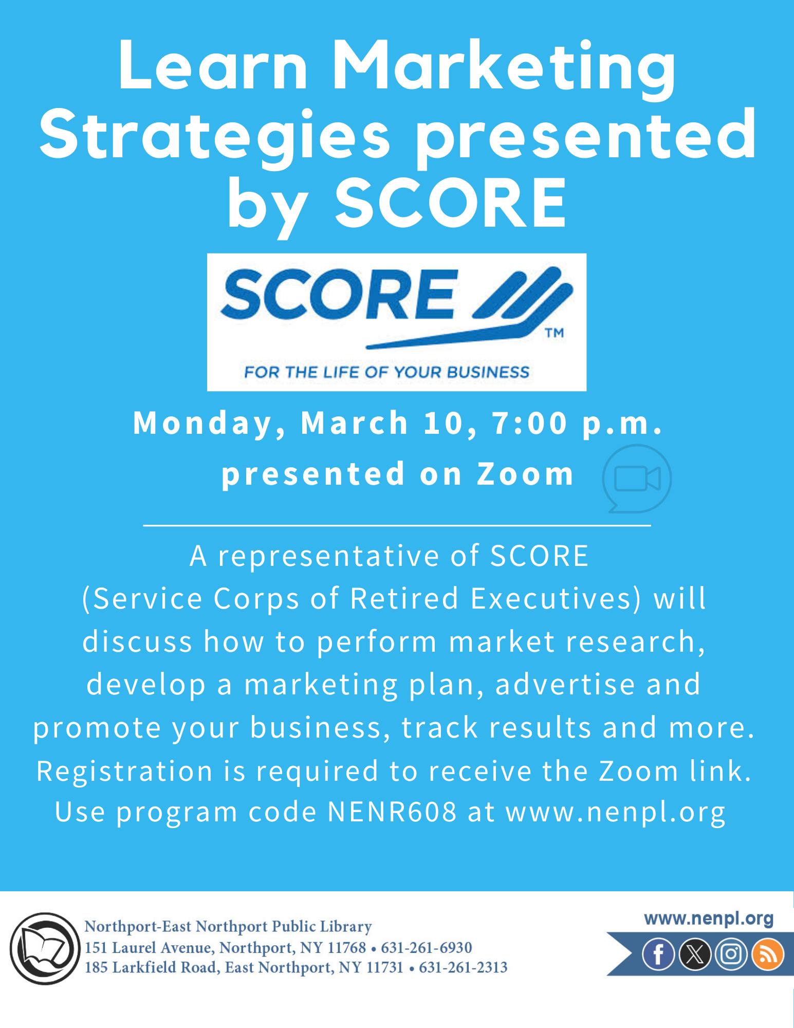 Learn Marketing Strategies presented by SCORE - FREE