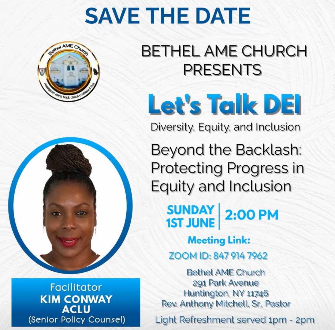 Bethel AME Church Presents "Let's Talk DEI" - FREE
