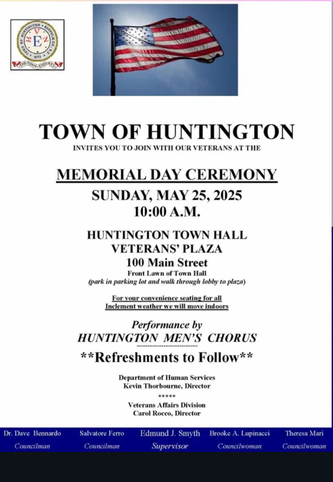Town of Huntington Memorial Day Ceremony - FREE