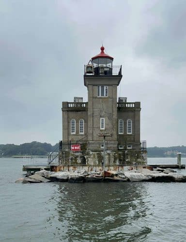 Huntington Lighthouse Tour: The Huntington Lighthouse by boat, cropped for Featured image.