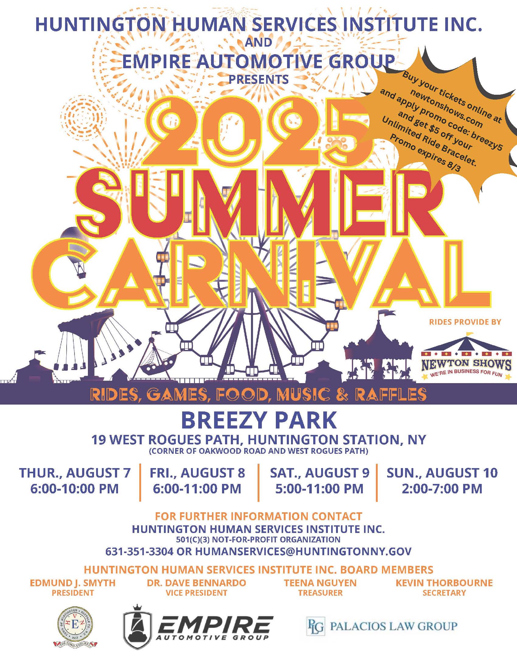 2025 Summer Carnival at Breezy Park flyer