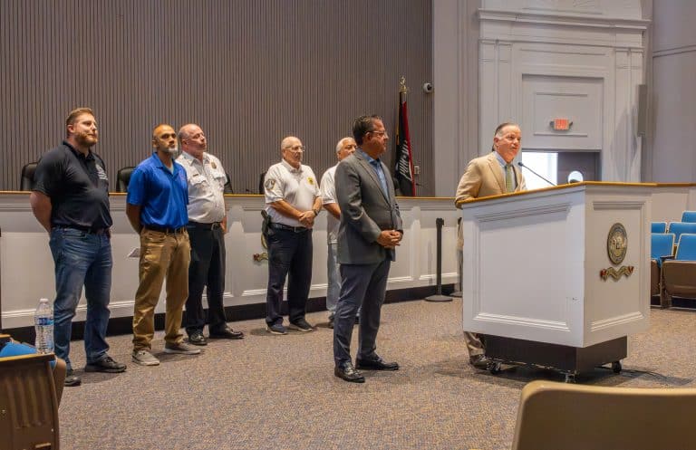Town of Huntington Prepares for Hurricane and Storm Season - Supervisor Ed Smyth with presenters.