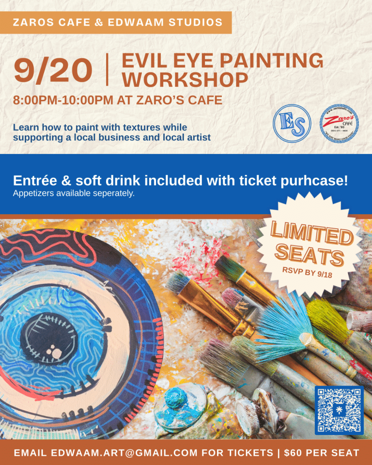 Paint Night and Dinner - Evil Eye Workshop at Zaro's Café