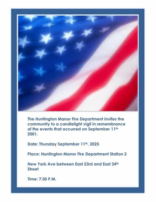 Huntington Manor Fire Department 9/11 Candlelight Vigil