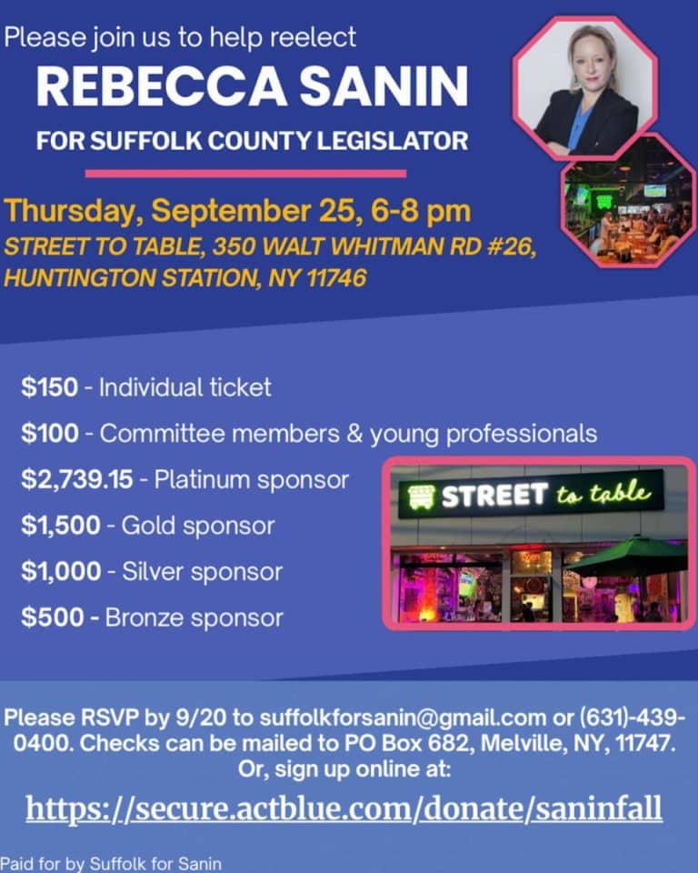Rebecca Sanin For Suffolk County Legislator Fundraiser