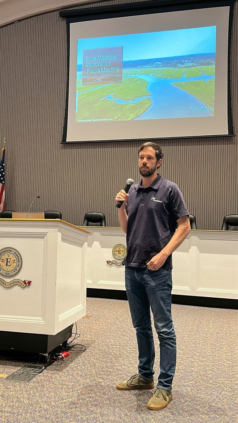 Andrew Payne, Audubon. Crab Meadow Marsh Restoration Meeting.