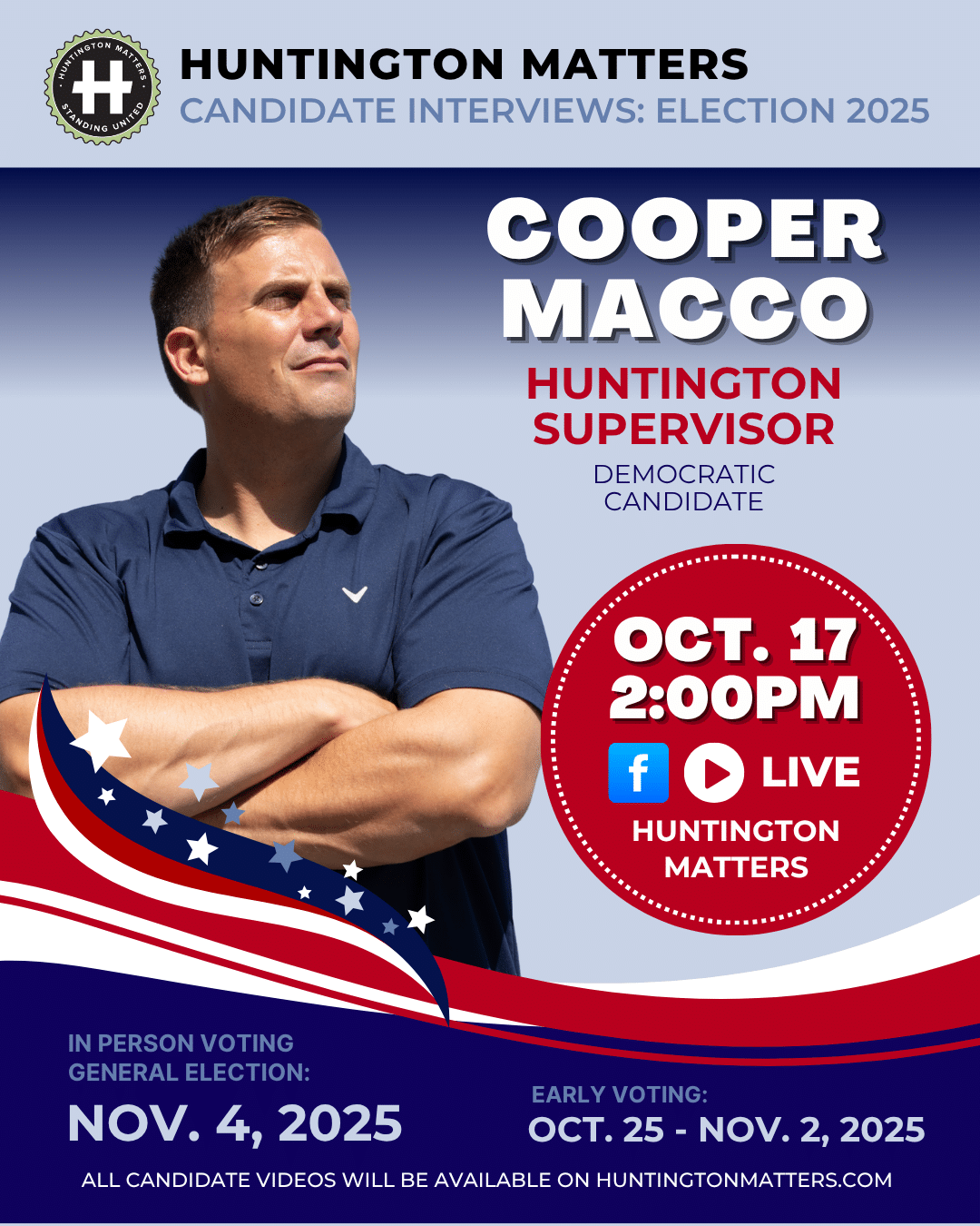 COOPER MACCO Candidate Interview for Huntington Supervisor - Election November 4, 2025