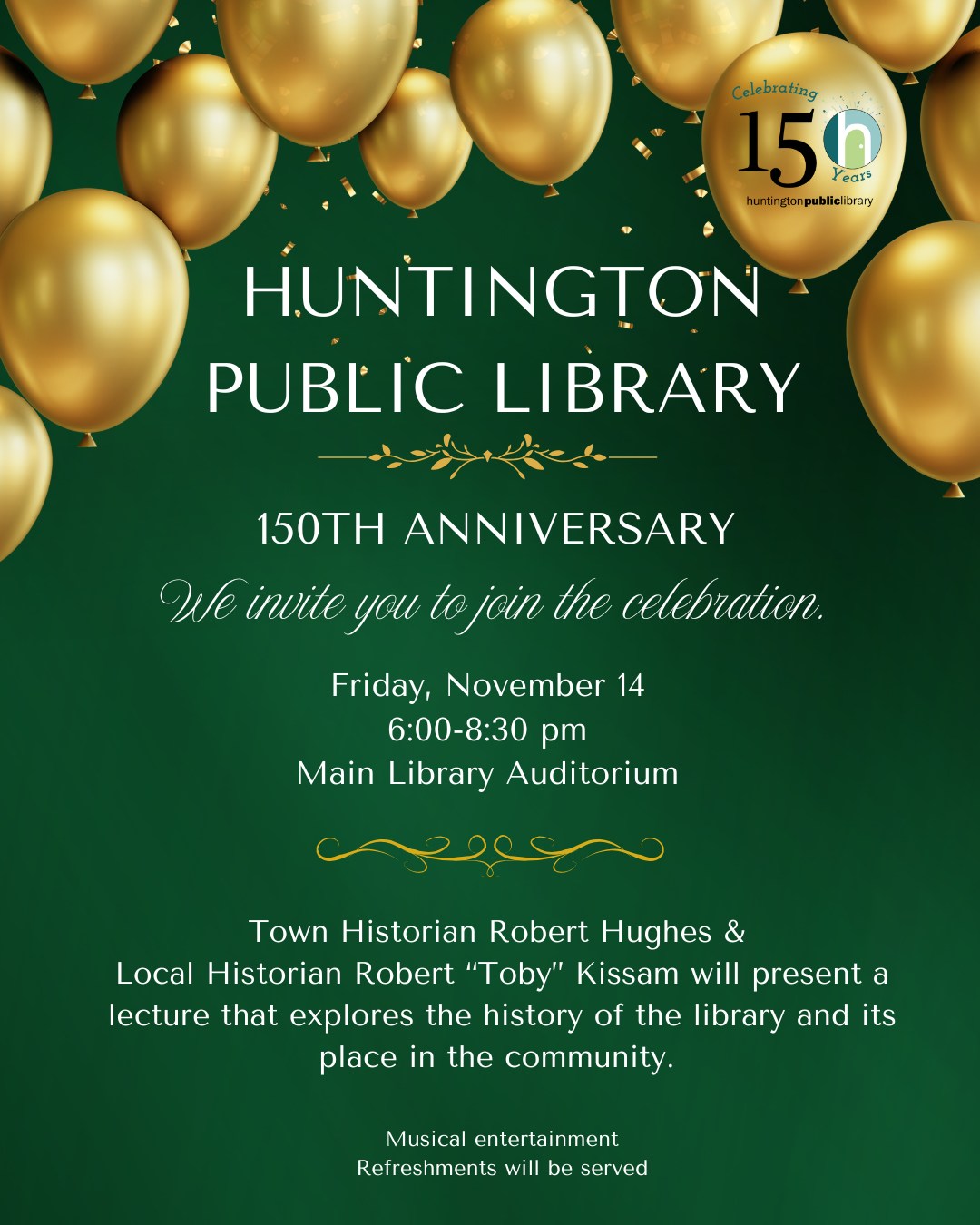 Huntington Public Library 150 Anniversary - FREE