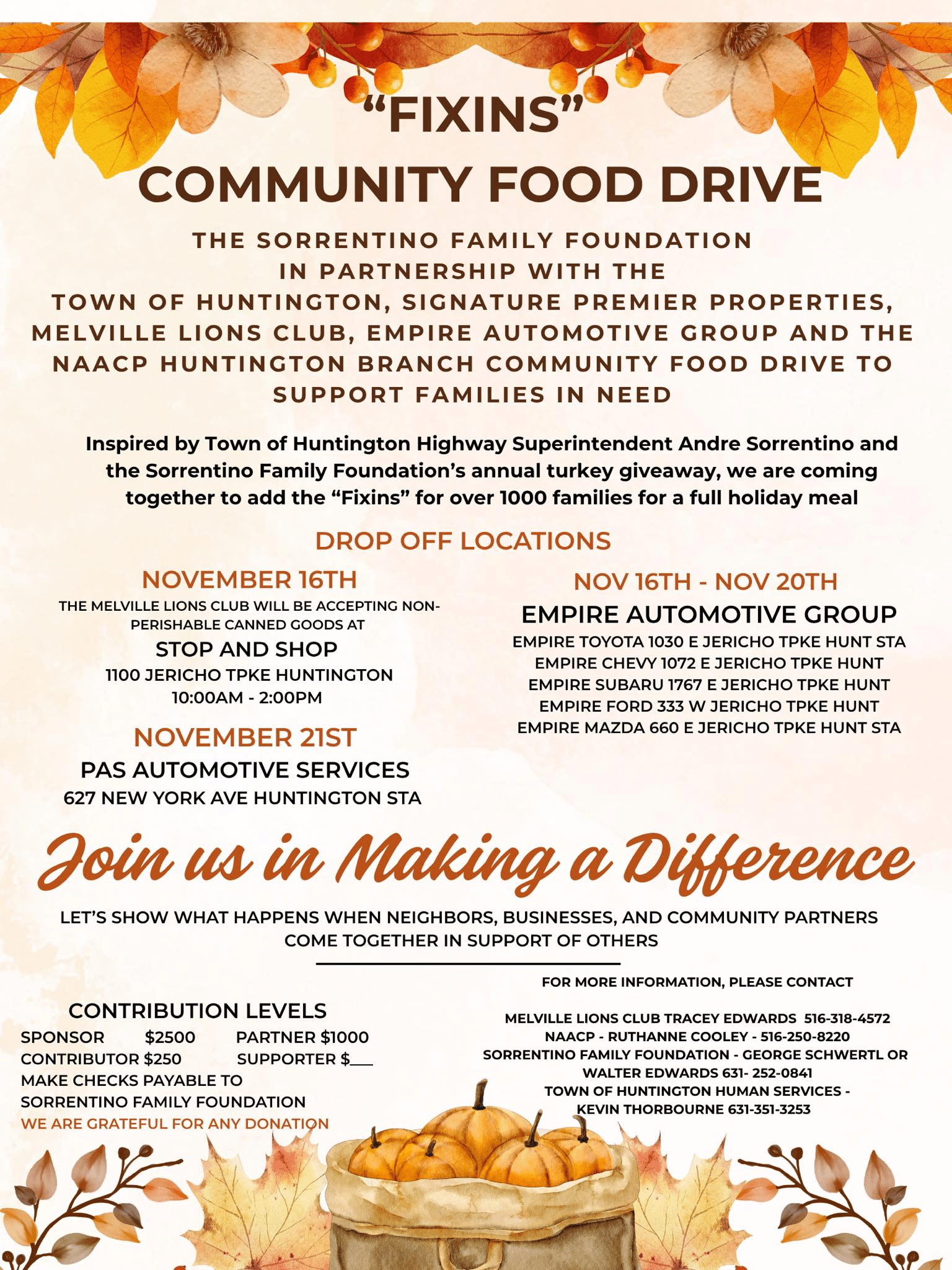 The "Fixins" Community Food Drive