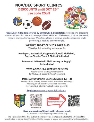 Sport Clinics Ages 1.5 to 4 and 5 to 13
