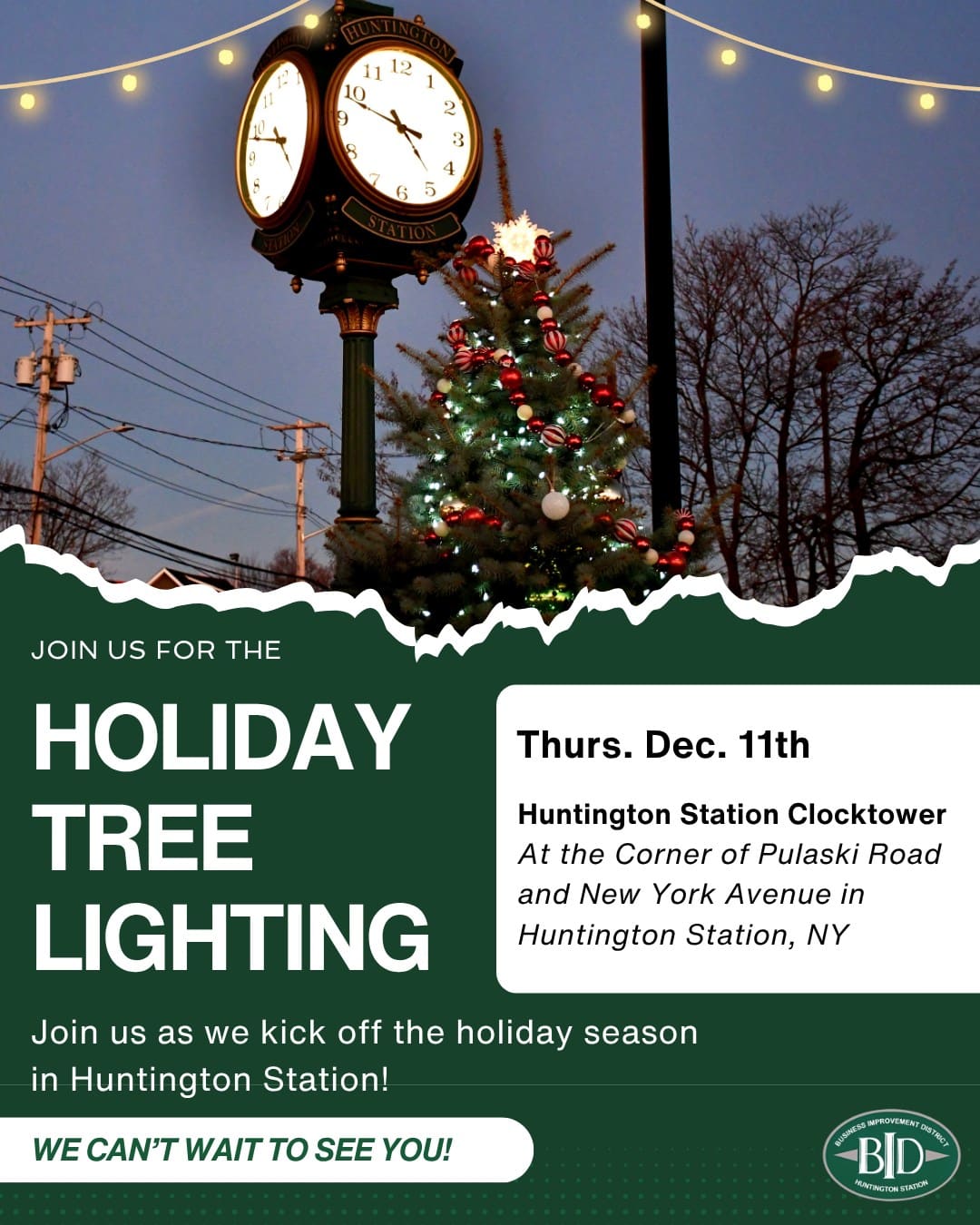 Holiday Tree Lighting - Huntington Station BID - FREE