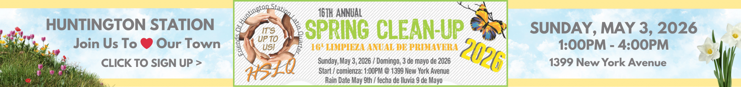 2026 HSLQ Huntington Station Spring Cleanup Banner