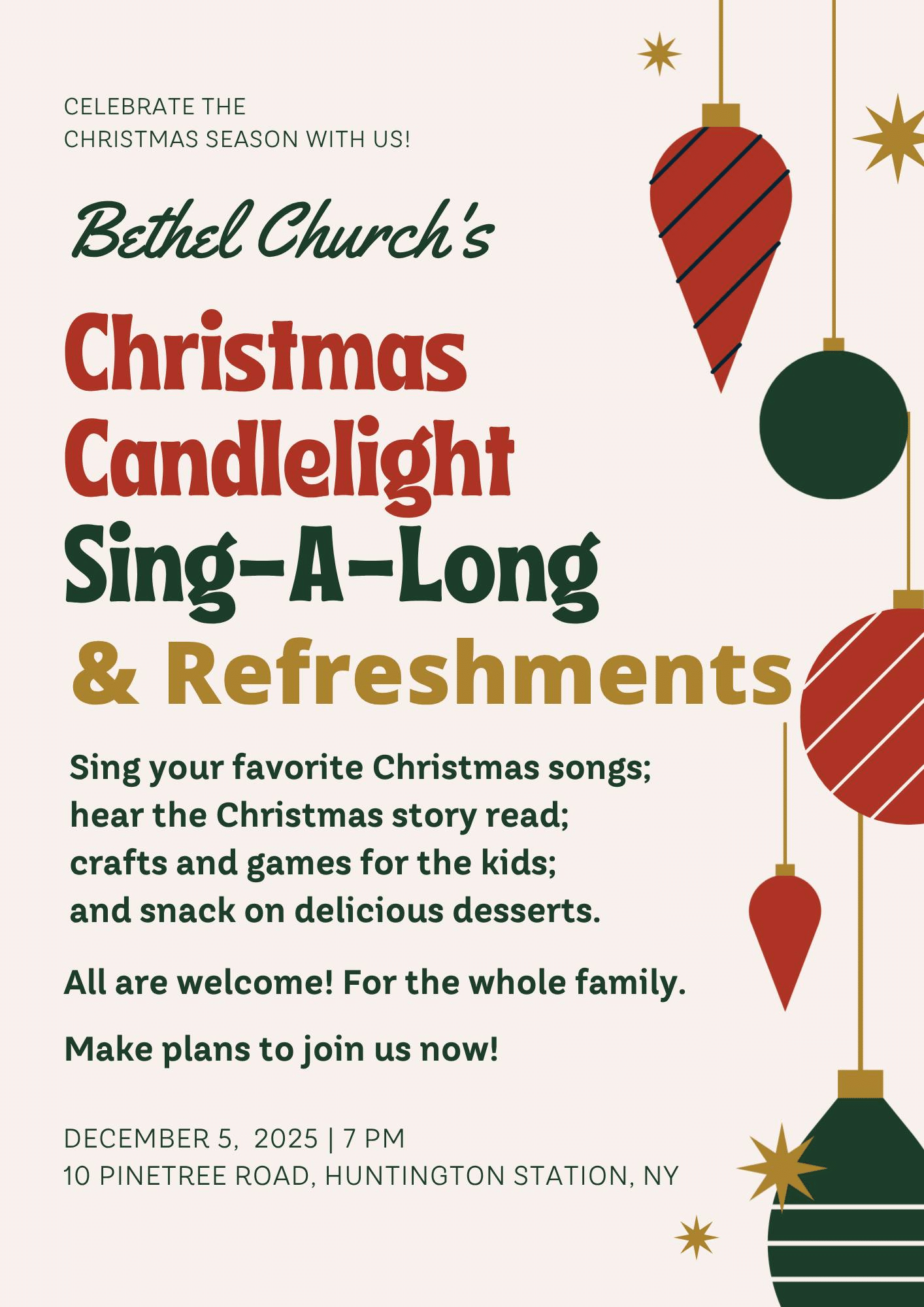 Bethel Church's Christmas SIng-A-Long - Free