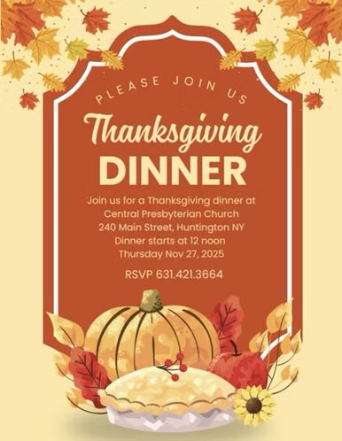Thanksgiving Dinner - Central Presbyterian Church FREE
