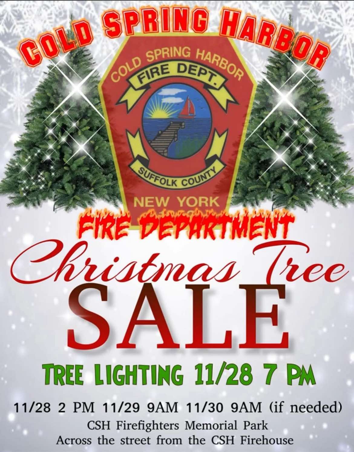 Cold Spring Harbor Christmas Tree Sale and FREE Tree Lighting 12/28