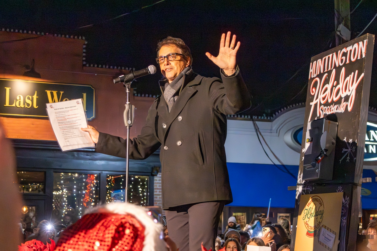 Host - Actor and Dix Hills native Ralph Macchio was greeted by thousands of screaming fans of all ages. Huntington Holiday Spectacular 2025