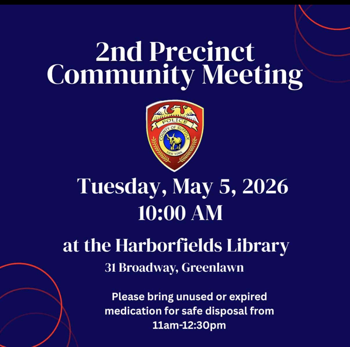 Suffolk County Police Department 2nd Precinct Monthly Community Meeting - May 2026