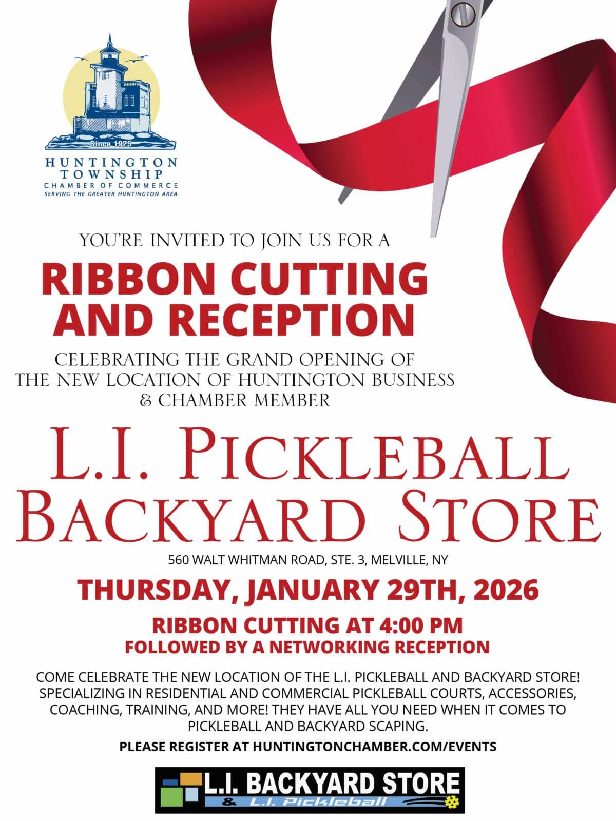 Ribbon Cutting - LI Pickleball & Backyard Store - Free