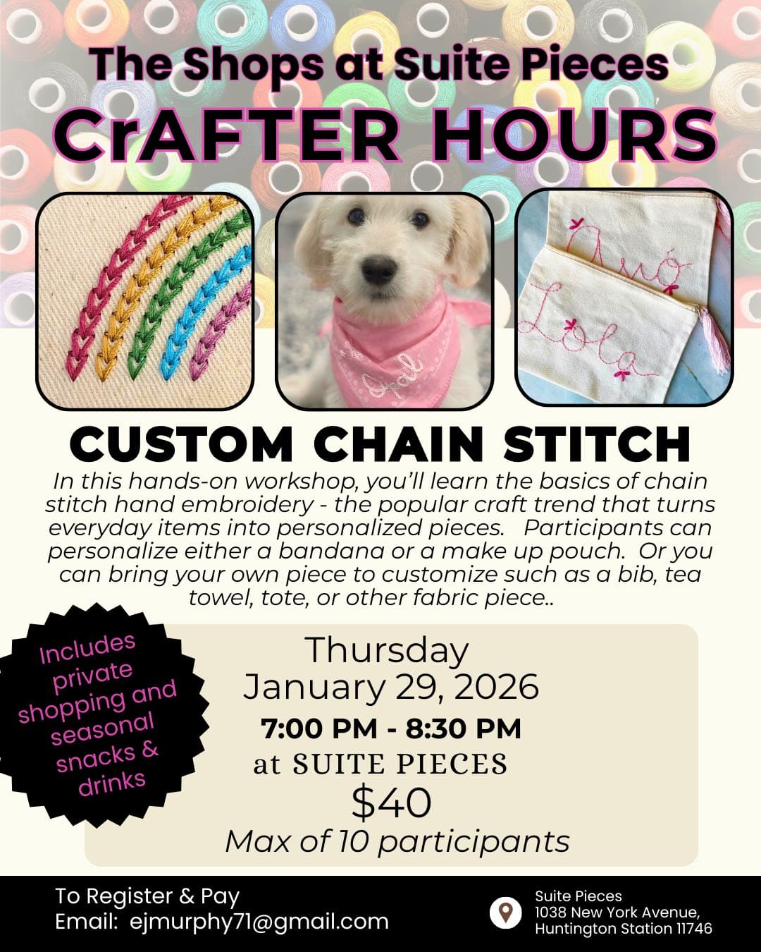 CrAFTER Hours - Custom Chain Stitch - Shops at Sweet Pieces
