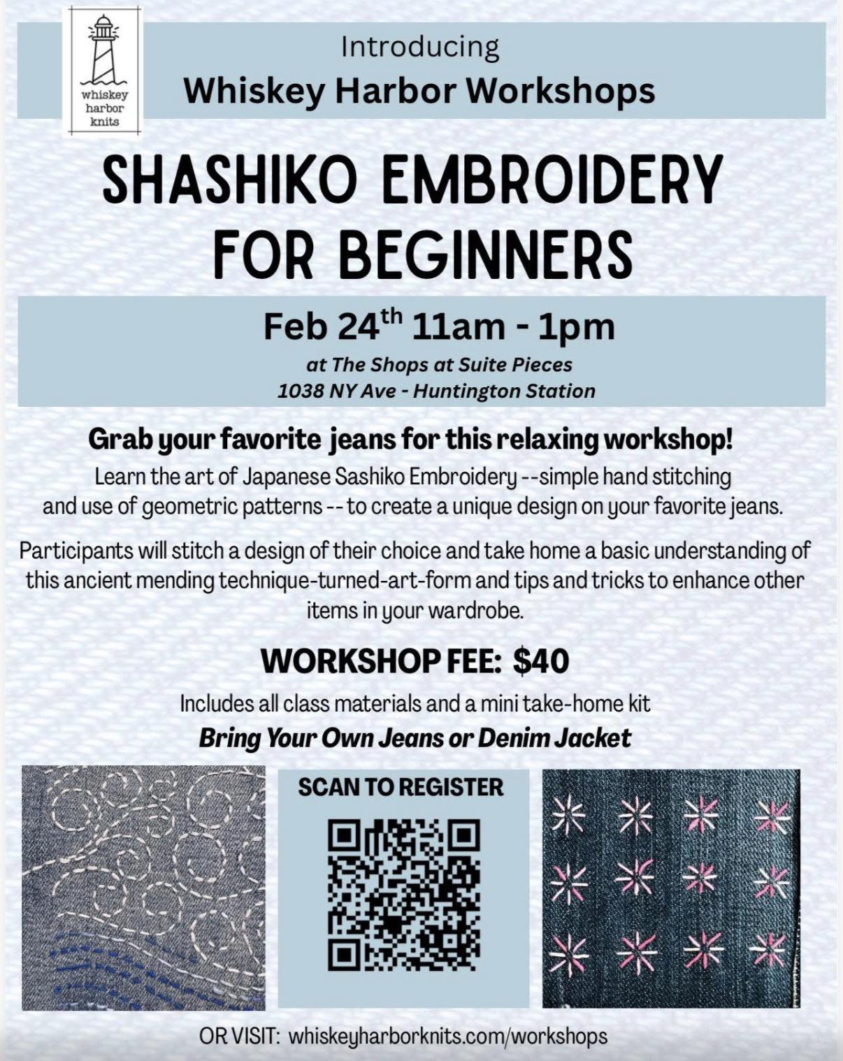 Shashiko Embroidery for Beginners - Whiskey Harbor Knits