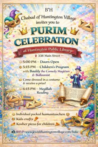 Chabad of Huntington Village Purim Celebration - FREE