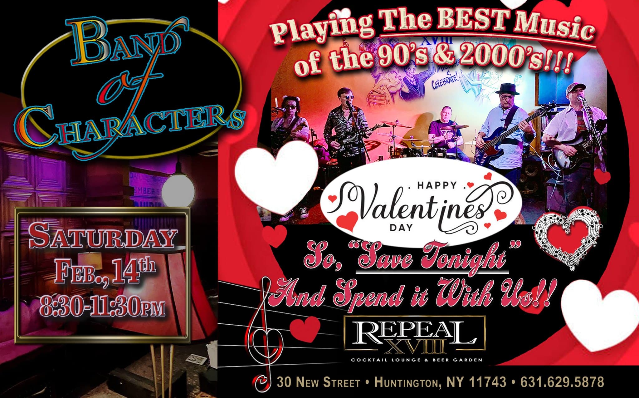 Celebrate Valentine's Day with Band of Characters at Repeal XVIII - FREE