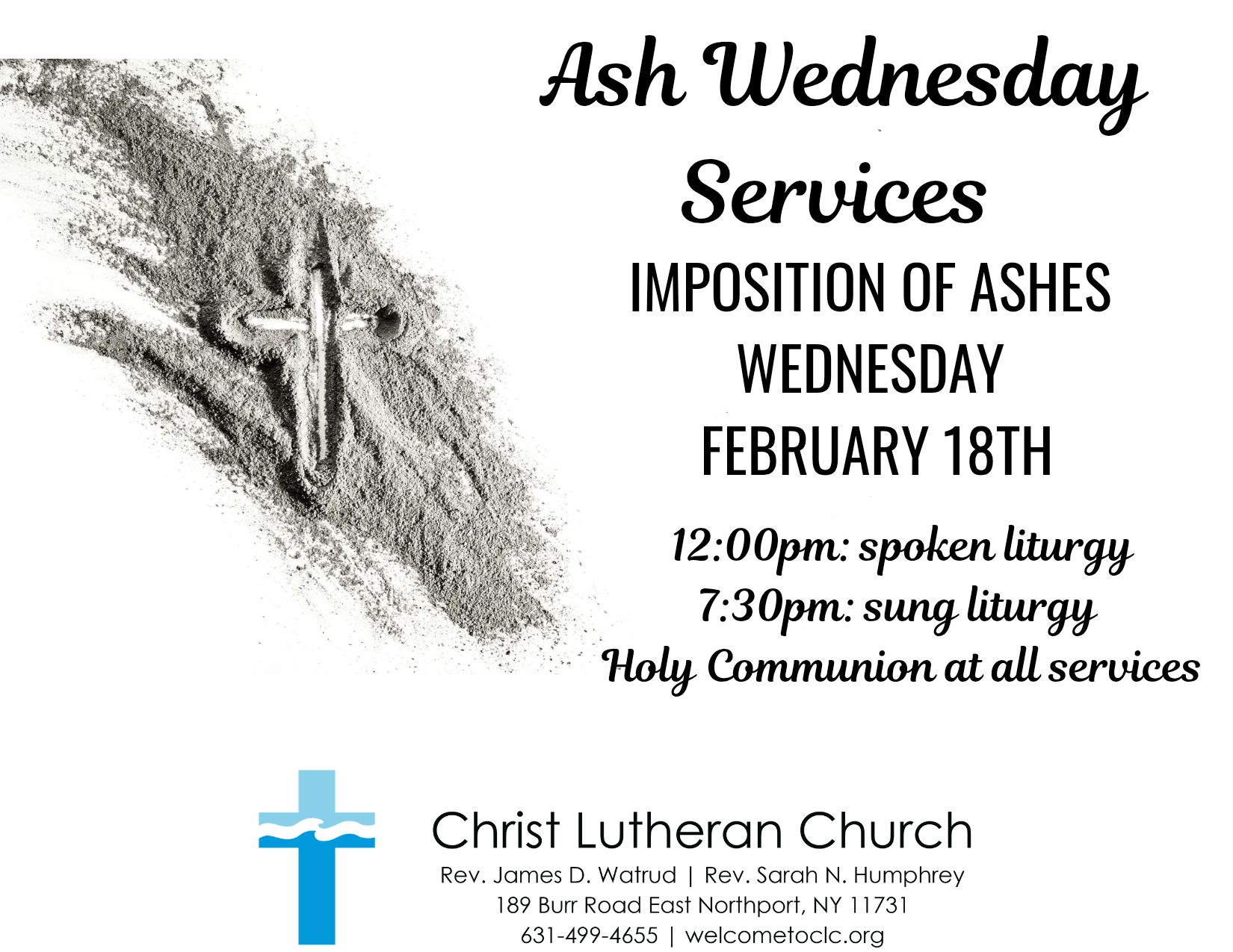 Ash Wednesday Services at Christ Lutheran Church