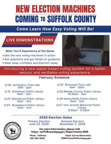 New Election Machines coming to Suffolk County Demonstration - Free