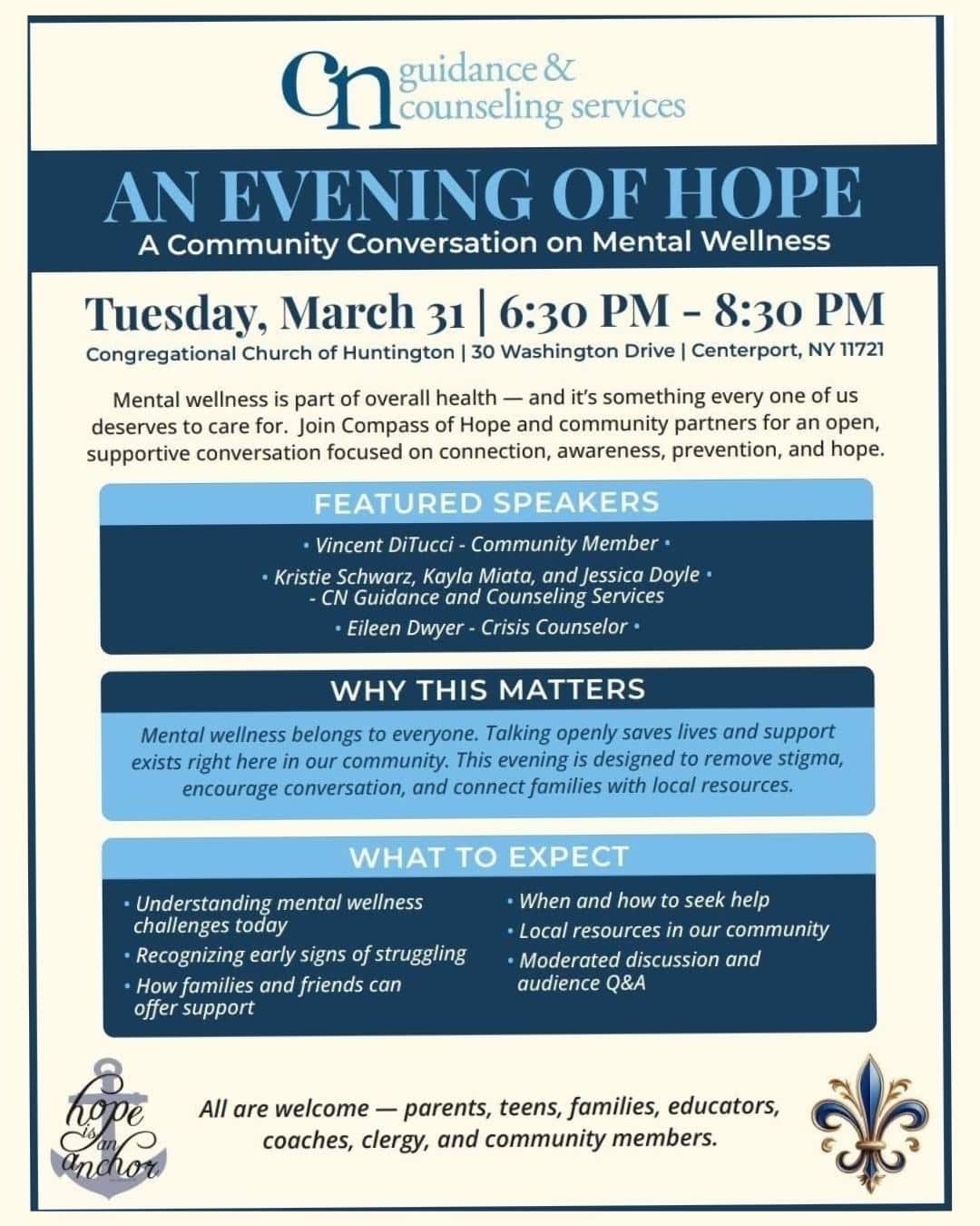 An Evening of Hope - Community Conversation on Mental Wellness - Free