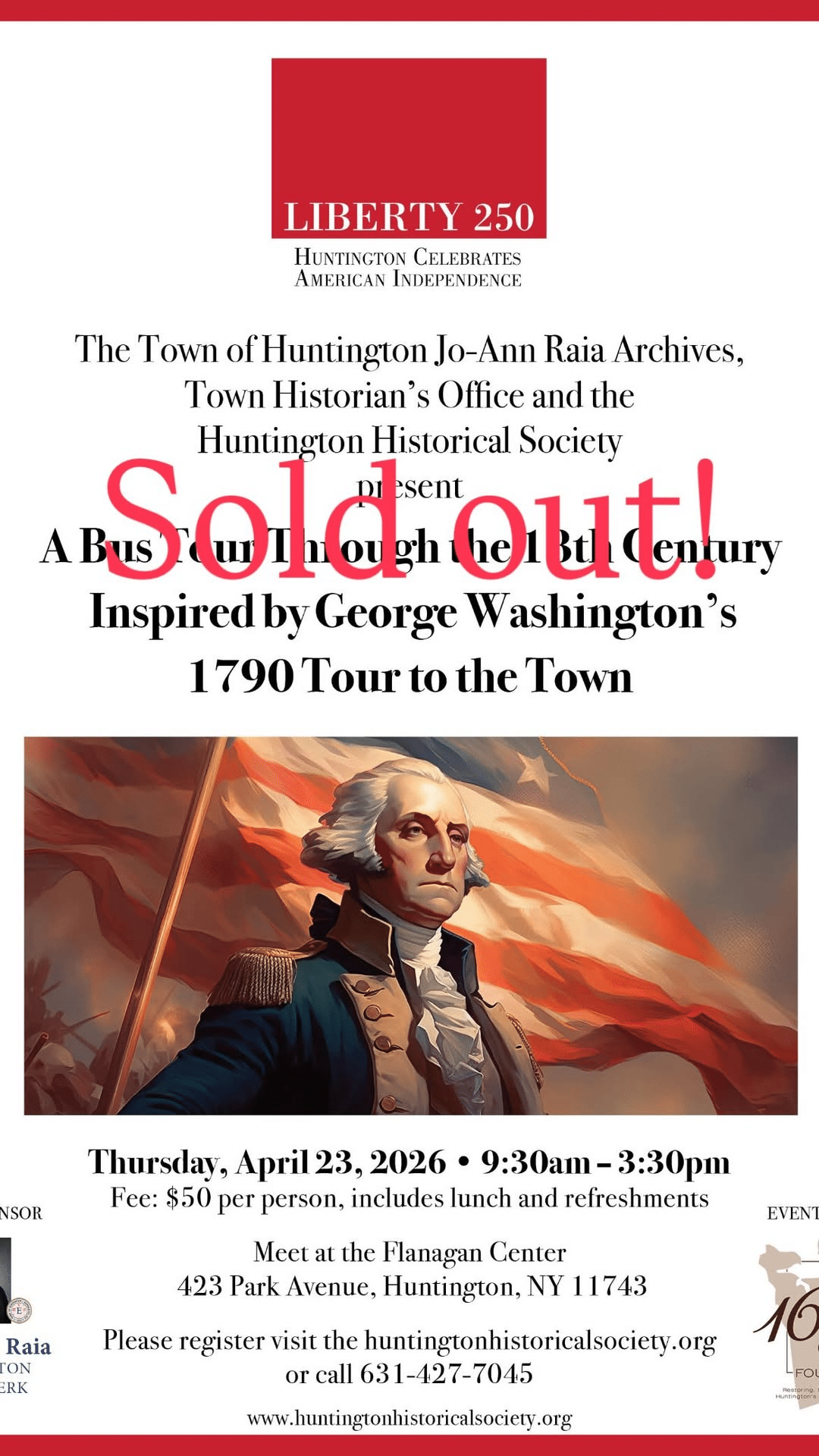 Washington’s 1790 Tour of Huntington (Bus Tour)