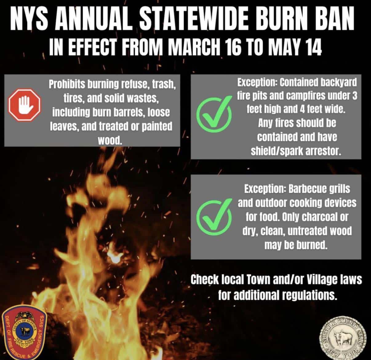New York State Annual Statewide Burn Ban restrictions. Huntington Matters Weekly Update Episode 3