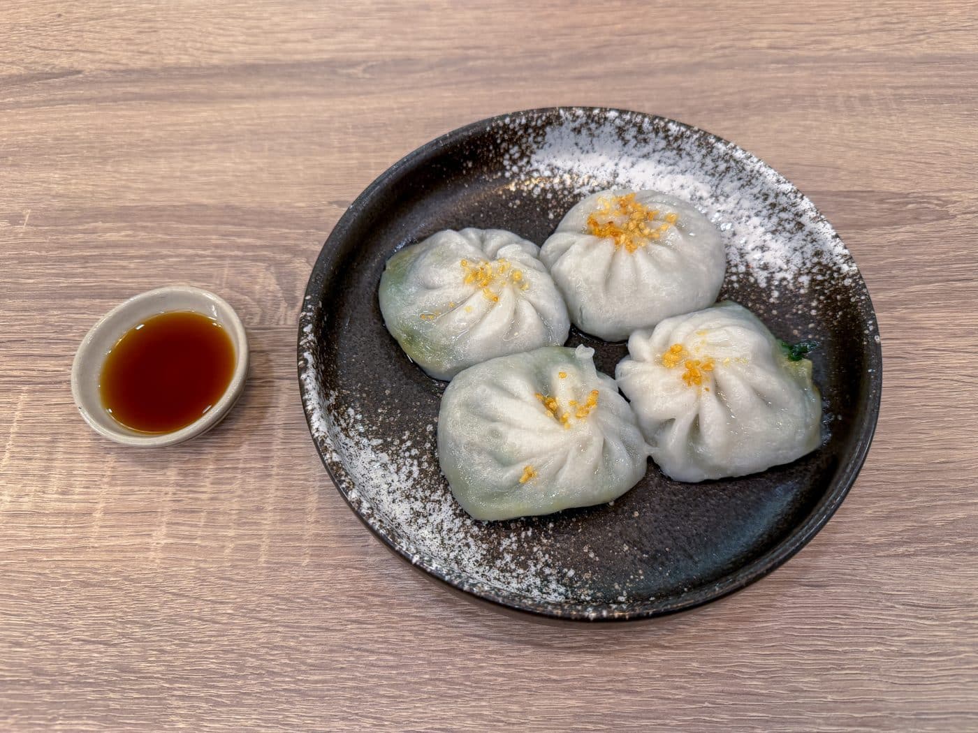 Steam Vegetable Dumpling appetizer with gluten free sauce. Raan Thai Opens in Huntington Station - And It Changed His Mind About Thai Food