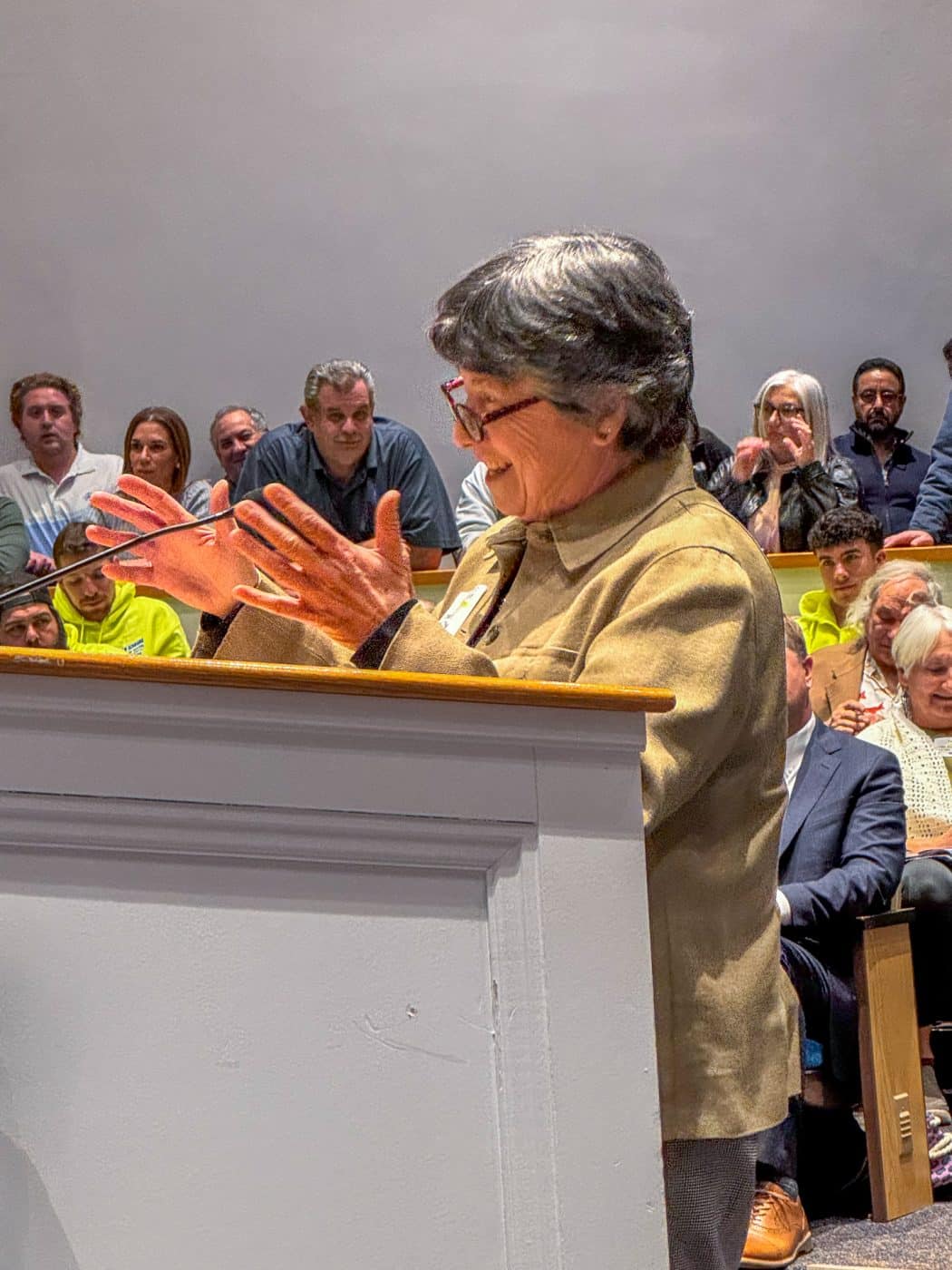 Gail Lamberta, St. Joseph's University. Melville Crossing Public Hearing Draws Strong Reactions