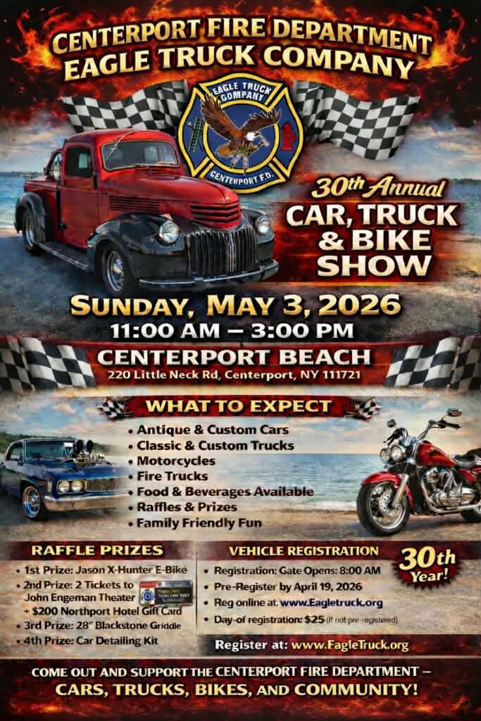 REGISTER by April 19 - Centerport Fire Department Car, Truck, and Bike Show