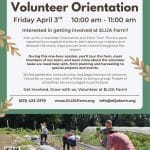 Volunteer Orientation at ELIJA Farm - Free