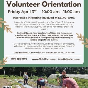 Volunteer Orientation at ELIJA Farm - Free