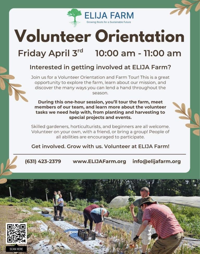 Volunteer Orientation at ELIJA Farm - Free