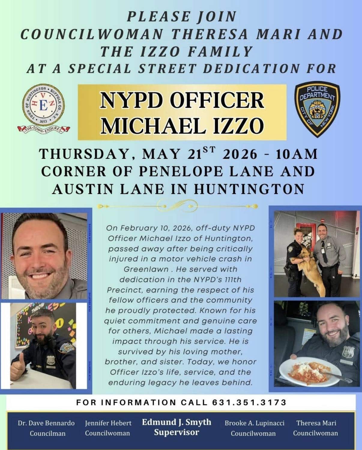 Street Dedication Honoring NYPD Officer Michael Izzo