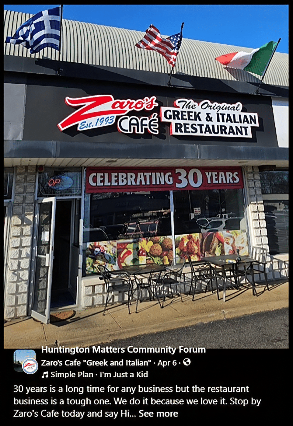 Zaro's Cafe's modern sign. Zaro’s Cafe Closing After More Than 30 Years in Huntington Station