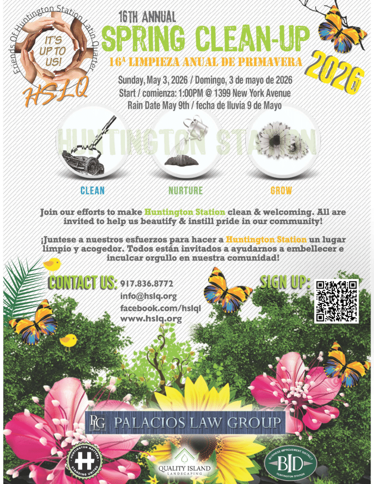 HSLQ 16th Annual Huntington Station Spring Cleanup - Free Earth Day