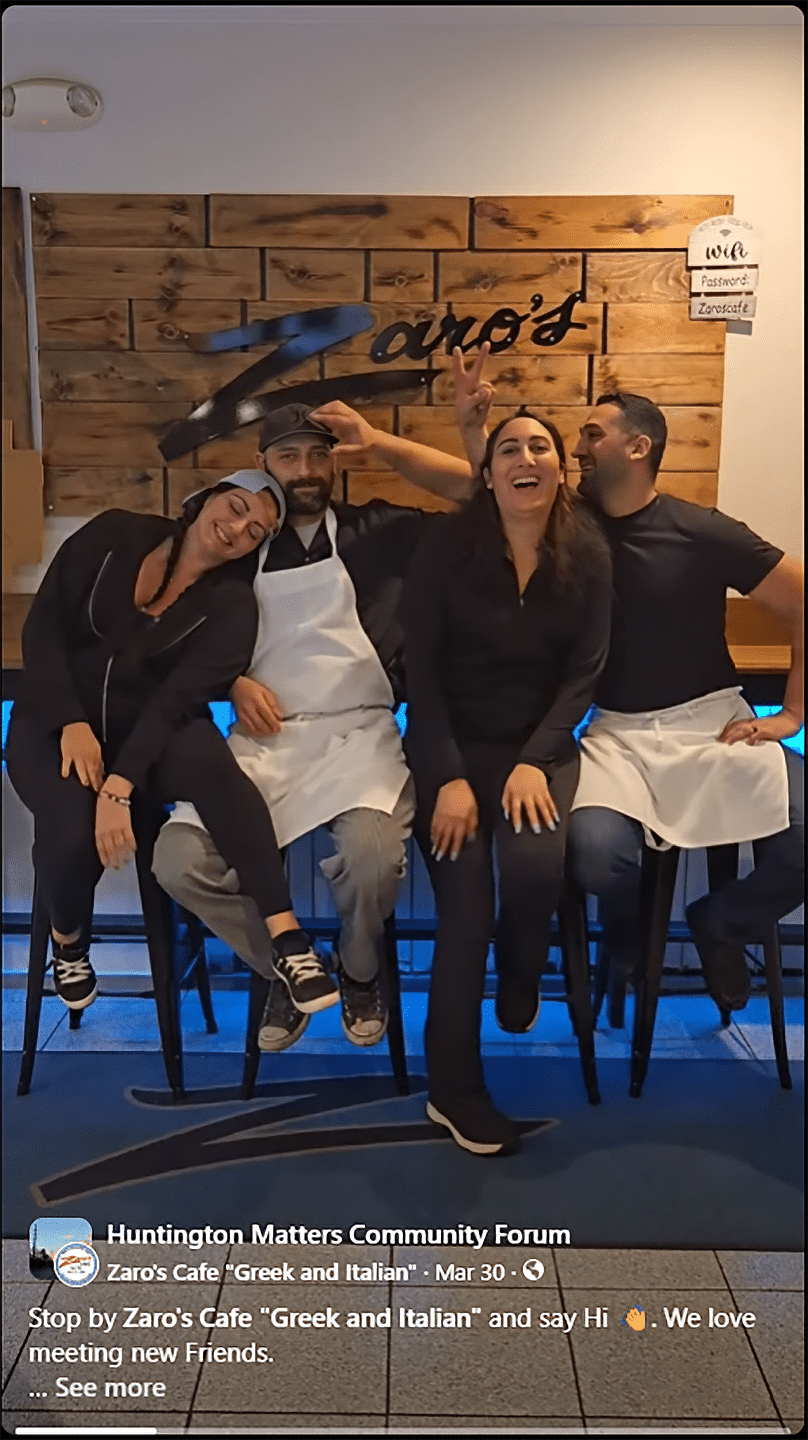 Third generation cousins working at Zaro's Cafe - Justine, Alex, Veronica and Edmund. Zaro’s Cafe Closing After More Than 30 Years in Huntington Station