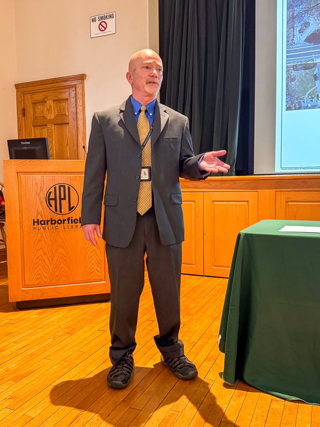 Scott Spittal, Director of Transportation and Traffic Safety, Town of Huntington. Town, Greenlawn Civic Association Share Broadway Improvement Plans at Public Meeting