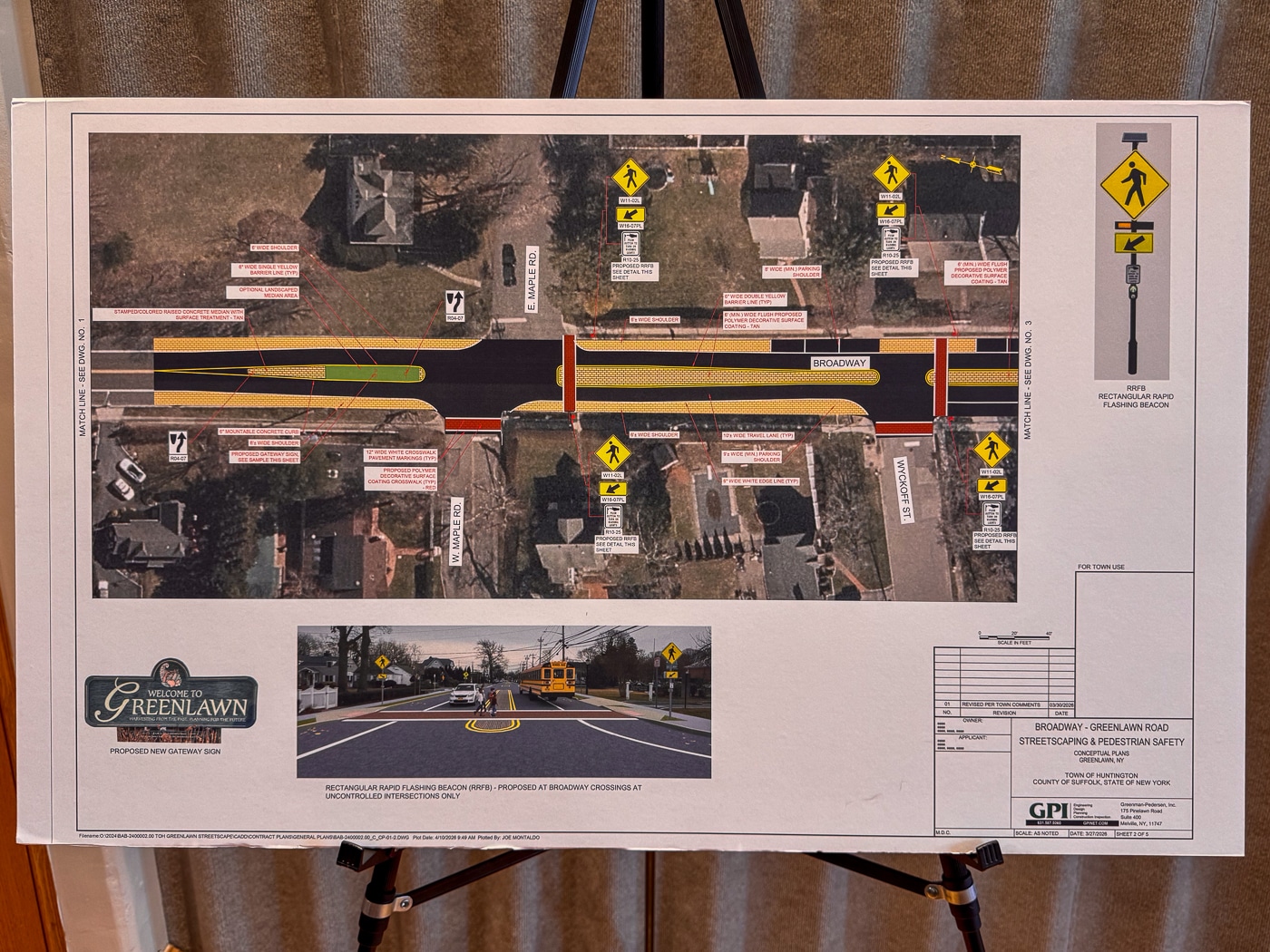 Broadway, the Maples and Wyckoff Street, Greenlawn Improvements Map. Town, Greenlawn Civic Association Share Broadway Improvement Plans at Public Meeting