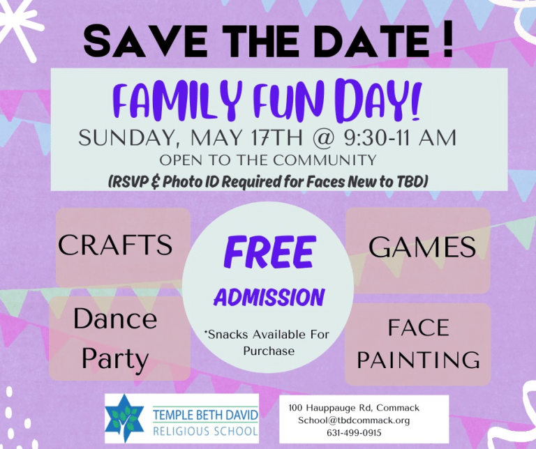 Family Fun Day at Temple Beth David - Free