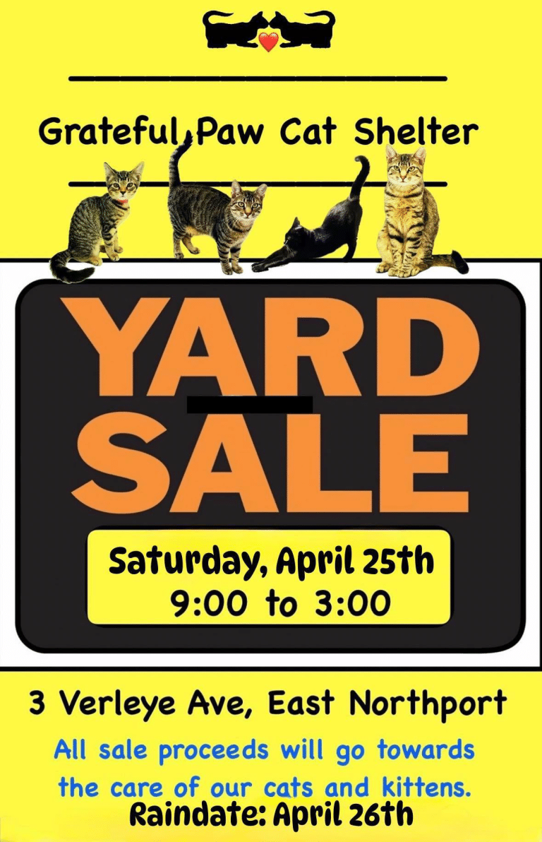 Yard Sale - Grateful Paw Cat Shelter - Free