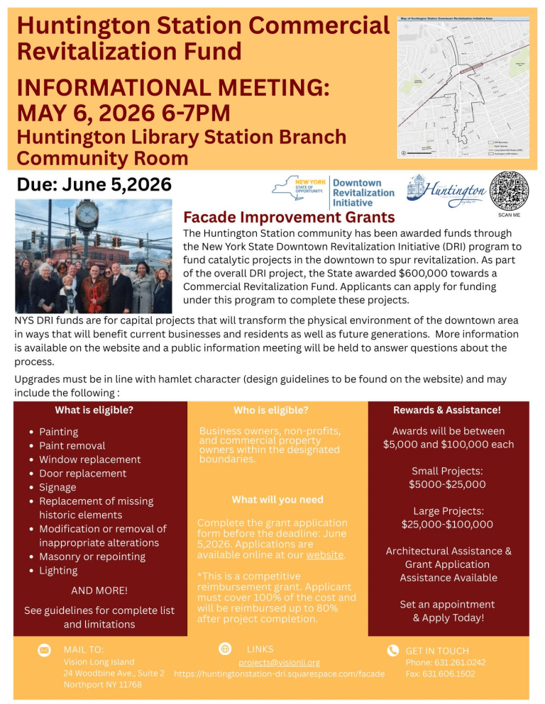 Huntington Station Commercial Revitalization Fund Informational Meeting - Free