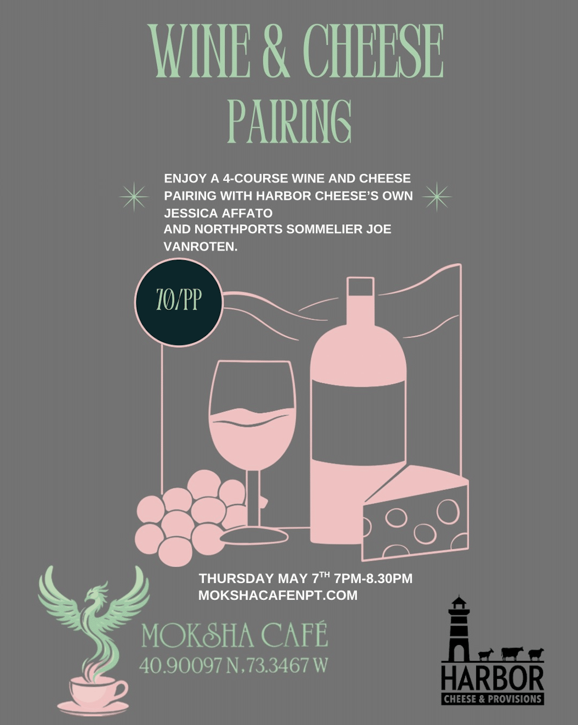 Wine and Cheese Pairing - Moksha, Northport